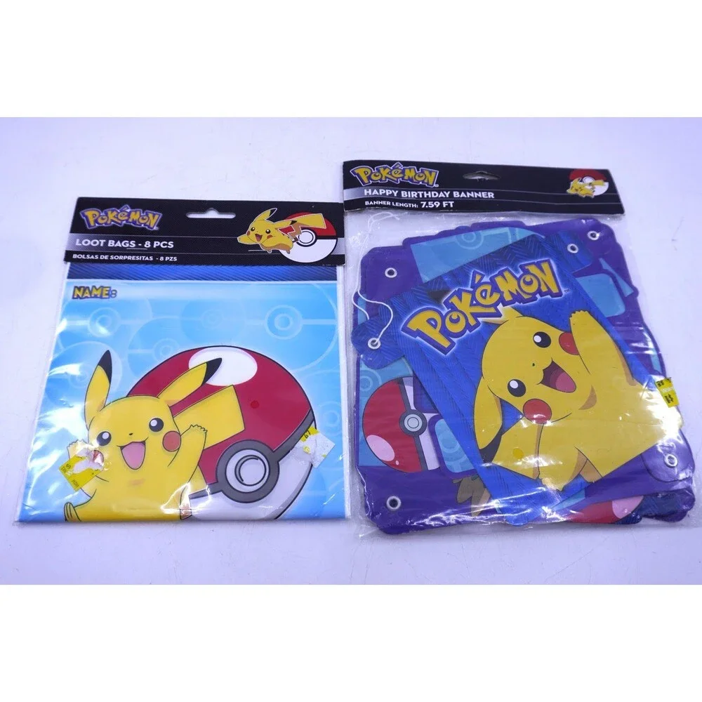 Pokemon Birthday Party Banner Sign and Party Favors Loot Bag